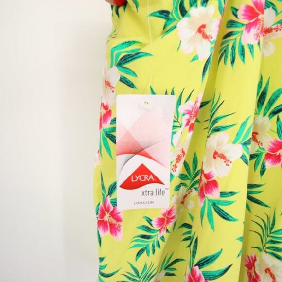 NWT Lands End Floral Yellow One Shoulder Tankini Swim Top Size 26W - Picture 9 of 11